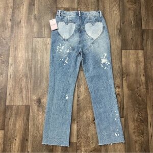 Juicy Couture Venice Blue Jeans 2 Hearts Raw Hem Design Women’s Size 25
